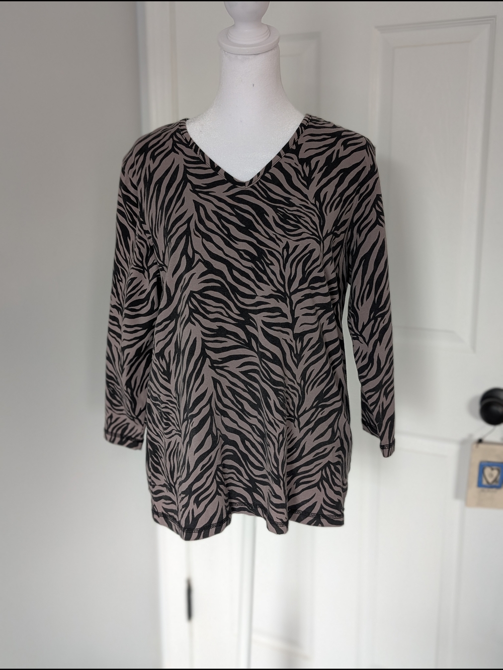 Denim & Co. Ladies' Brown and Black Animal Print Pullover Top